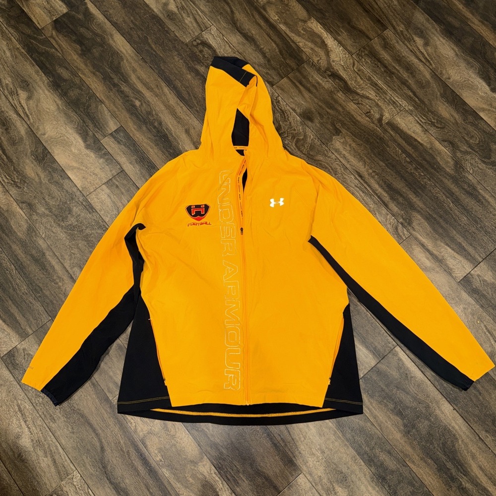 Under Armour Run Jacket Qualifier Full-Zip Hooded Men's Size XL Coldgear Yellow